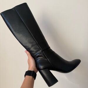 Madden Girl Black Heeled Knee High Boots (Size 6)